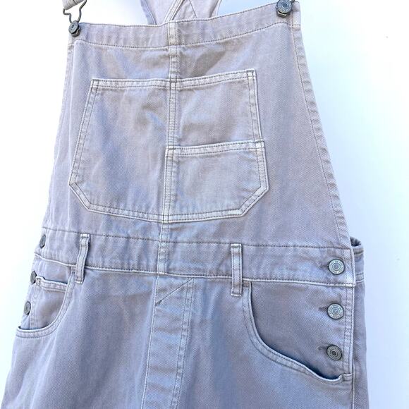 Free People We The Free Ziggy Gray Denim Jean Overalls Wide Leg Large Grey - Picture 7 of 9